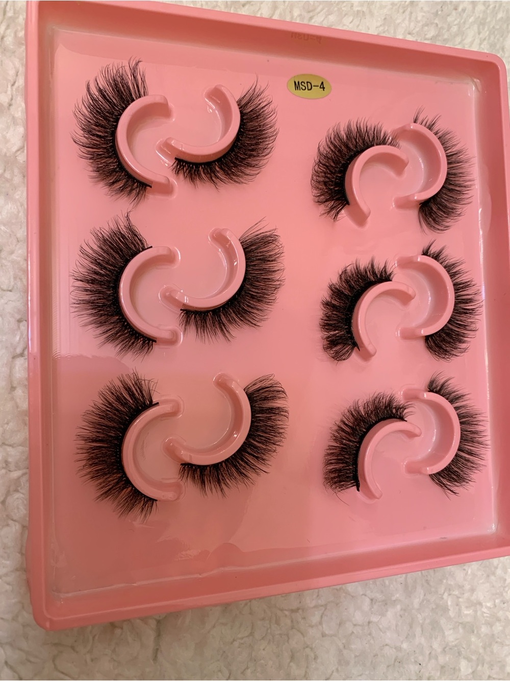 Voluminous Black Strip Lashes - 6 Pairs in a pink tray fluffy false eyelashes